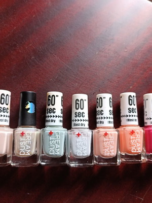 Dust and Cream nail polishes used, set of 9 fast drying colors