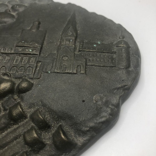 German large bronze plaque used, 16 cm x 12 cm