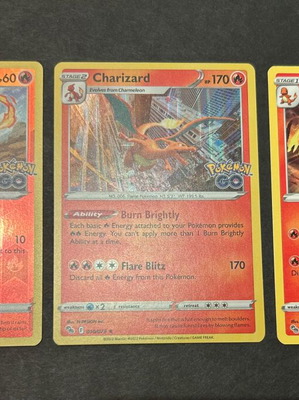 Pokémon GO cards used, pack of 3 Charmander Charmeleon Charizard