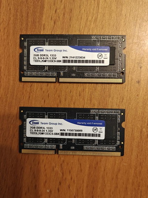 Team Group 2GB DDR3L SO-DIMM μνήμες RAM μεταχειρισμένες, 2 τεμάχια