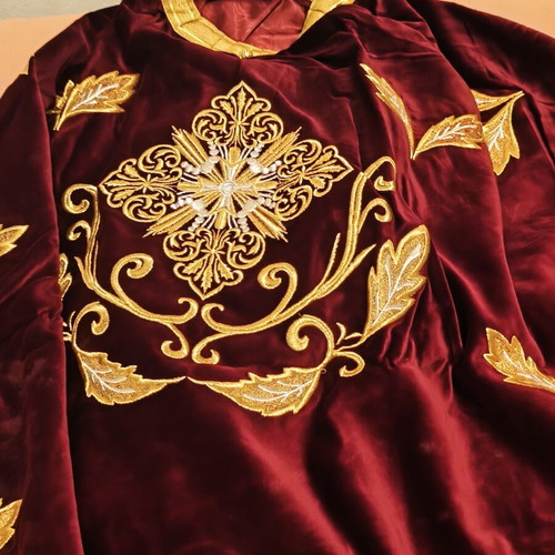 Handmade Gold-Embroidered Luxury Liturgical Vestment Set like new