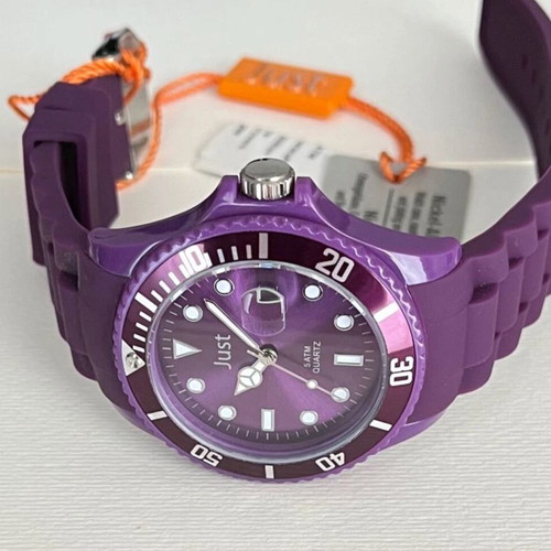 Just wristwatch new, purple, 43mm, waterproof 5atm