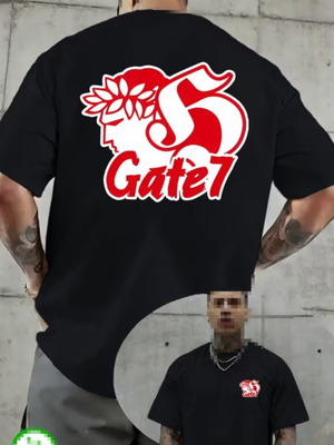 Gate7 T-shirt new, Olympiacos, black and red, size M