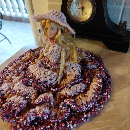 Doll with handmade dress and hat new