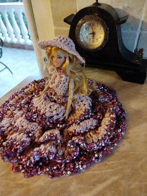 Doll with handmade dress and hat new