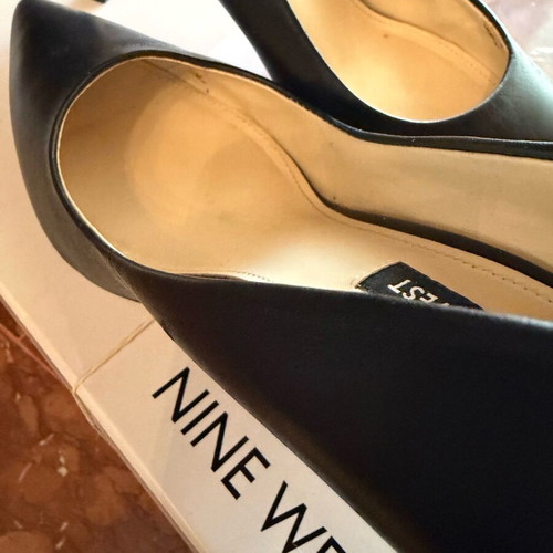 Nine West black leather heels used, size 37