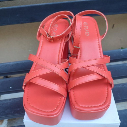 Orange platform sandals new size 38 with thick heel