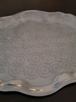 Serving tray used, stainless steel, old