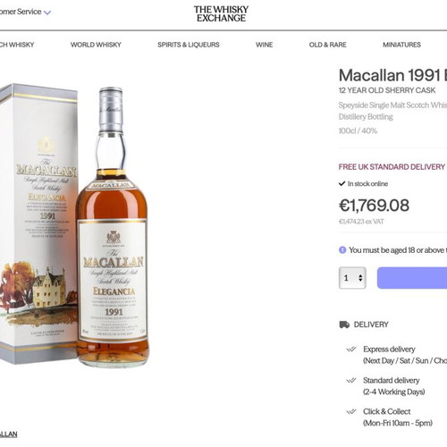The Macallan Elegancia 1991 New Sealed Bottle 1000 ml