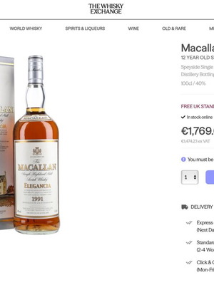 The Macallan Elegancia 1991 New Sealed Bottle 1000 ml