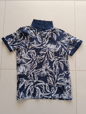 Jack & Jones polo shirt for boys, size 14, black with floral print