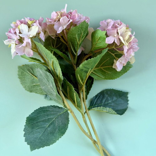 Artificial hydrangea flowers, set of 3