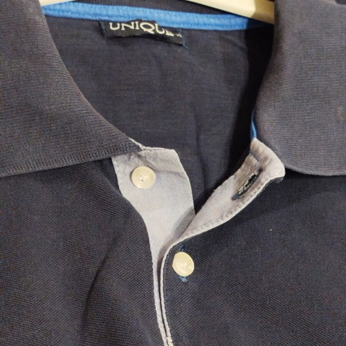 Unique men's polo shirt, navy blue, XXL
