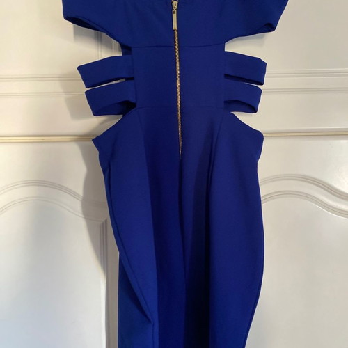 Blue dress with side cutout used, size S