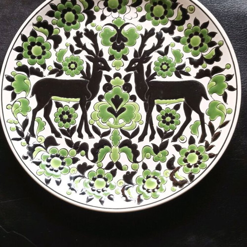 Faros Keramik vintage decorative plate with enamel, like new