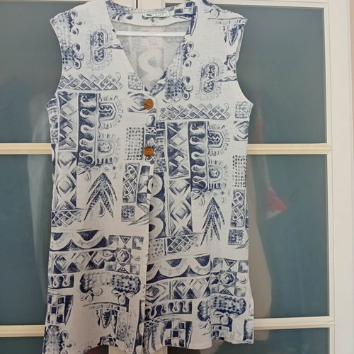 Citron Vast Summer Ethnic Vest M 38 10 Like New, Ecru Blue