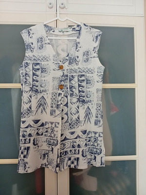 Citron Vast Summer Ethnic Vest M 38 10 Like New, Ecru Blue