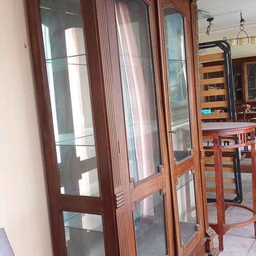 Display cabinet antique furniture made of walnut wood