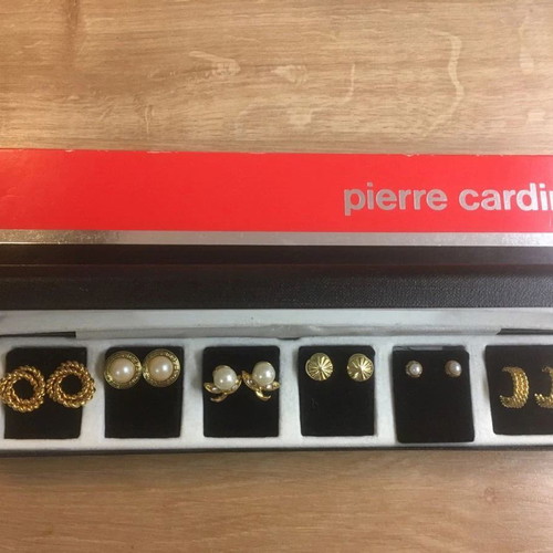 Pierre Cardin earrings set used, vintage, 6 pairs gold-tone