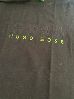 Hugo Boss Tee Logo Future T-shirt used, women's L, black with neon green logo