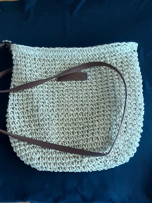 Straw Shoulder Bag new, 26x25 cm, zipper closure