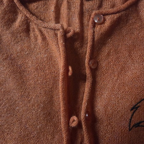 Ysatis vintage orange knitted cardigan with embroidered design