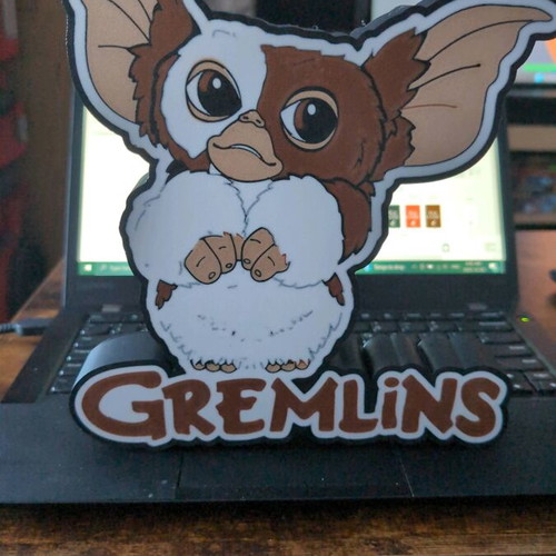 Gremlins lamp like new with USB power and switch, 23x21 cm