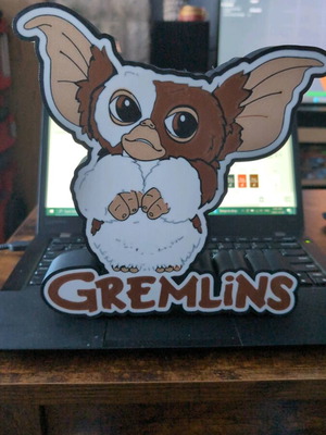 Gremlins lamp like new with USB power and switch, 23x21 cm