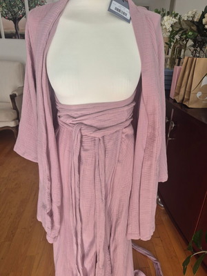 Rien set skirt kimono new, pink and purple organic cotton gauze