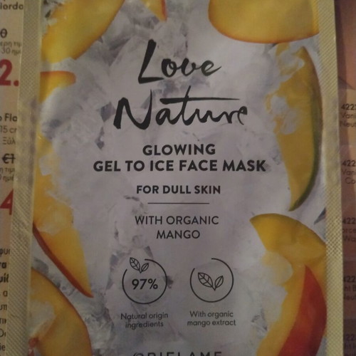 Love Nature gel to ice face mask with organic mango by Oriflame new