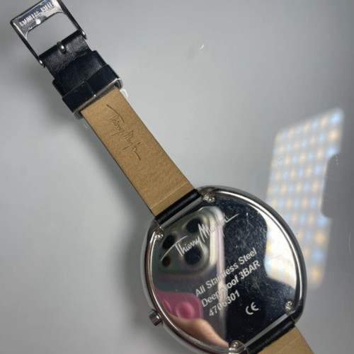 Thierry Mugler double wrap wristwatch black leather like new