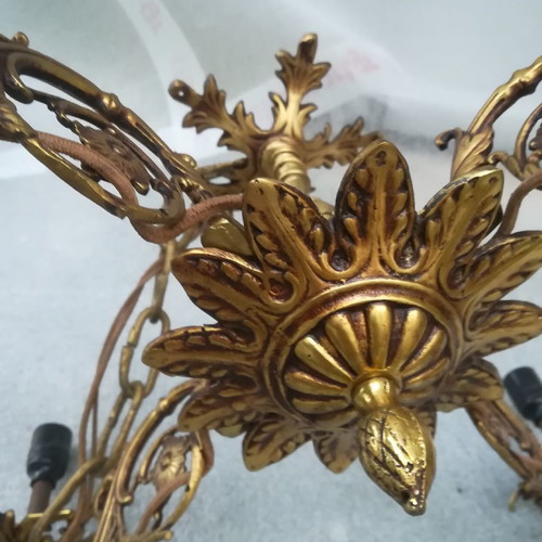 Antique lamp used, brass, ornate, 4 lights, 80 years old