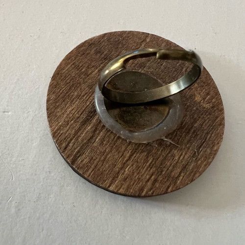 Miss Piggy handmade ring made of wood like new