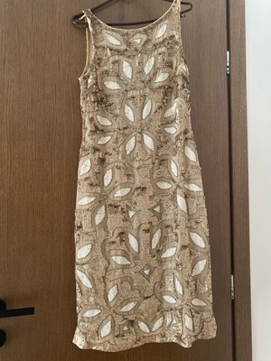 Needle & Thread midi dress with sequins and transparency used, white