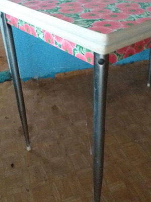 Vintage Formica table used, rectangular with drawer