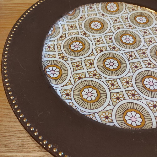 Vintage decoupage serving platter, handmade, 33 cm