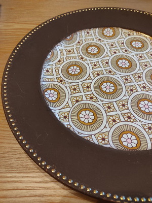 Vintage decoupage serving platter, handmade, 33 cm