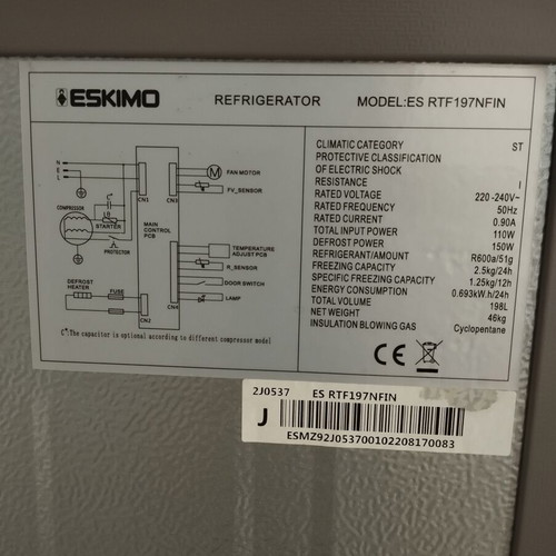 Eskimo no frost inox refrigerator