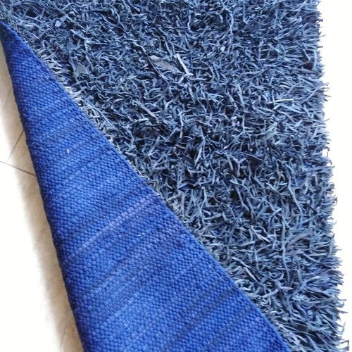 Leather rug handmade blue 0.80x1.50 Indian