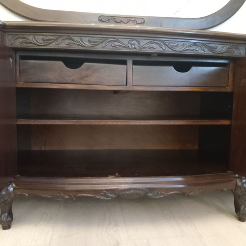 Antique walnut wood buffet with mirror used