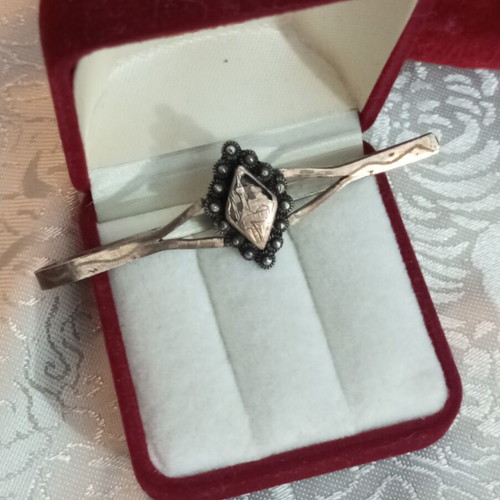 Silver Gold 925 9k Rodian Tie Clip used, engraved