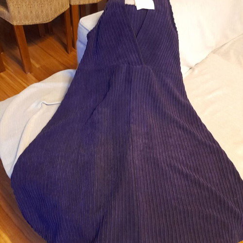 Corduroy salopette dress A-line new, purple, made in Italy