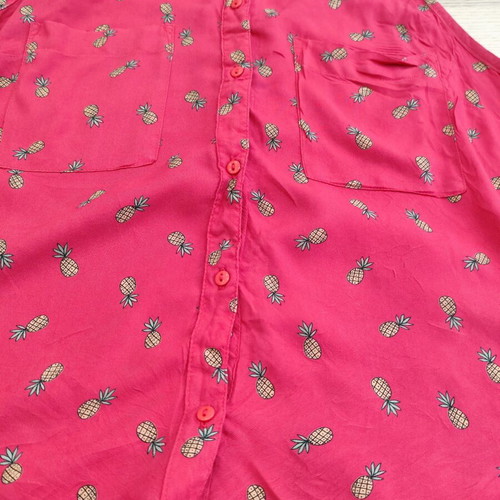 Bershka Y2K sleeveless shirt fuchsia with pineapple print