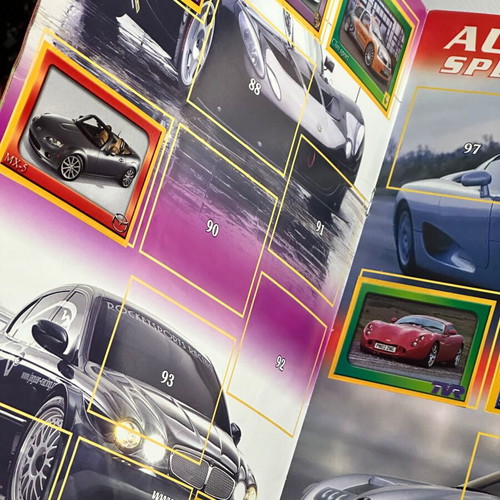 Auto Speed 2006 collectible sticker album used, 122 car stickers