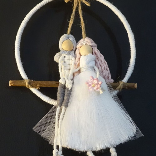 Macrame Bride and Groom Dolls new, wedding bomboniera