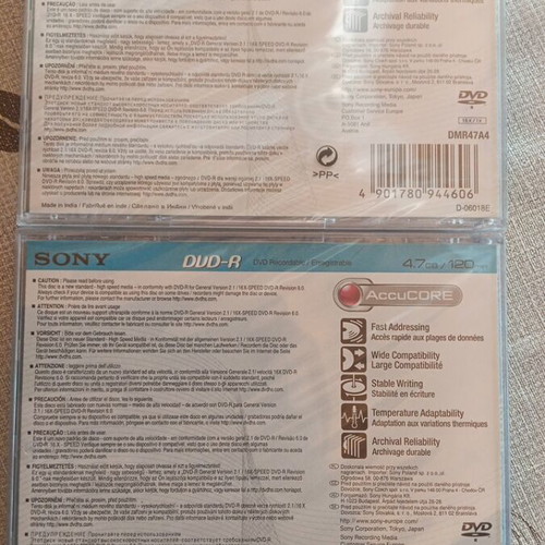 Sony DVD-R discs, sealed, vintage, pack of 2