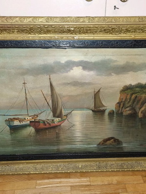 Πίνακας ζωγραφικής μεταχειρισμένος 0,85×1,25 με φυσιολογικές φθορές