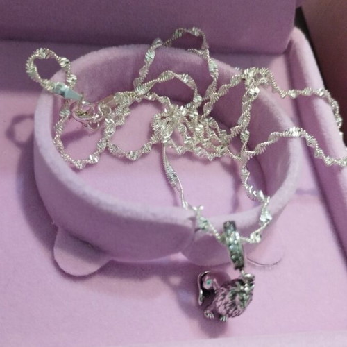 Silver twisted chain with silver lion pendant 925 new