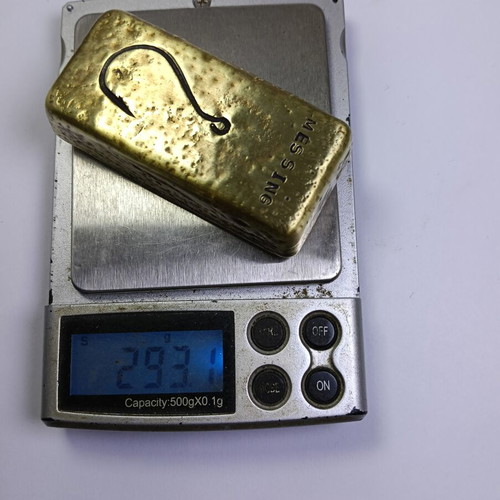 Brass bar used, 293 grams, collectible with hook stamp