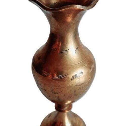 Arab brass vase with engraving and curved top, like new, 15 cm